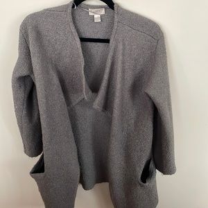 Ann Taylor LOFT size large gray long cardigan with pockets